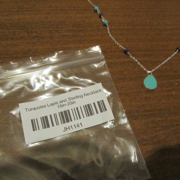 Turquiose and Blue Lapiz-Colored Sterling Silver Necklace - Picture 15 of 15